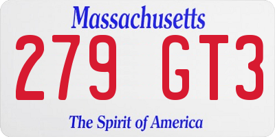 MA license plate 279GT3