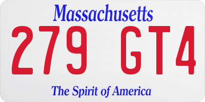 MA license plate 279GT4