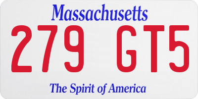MA license plate 279GT5