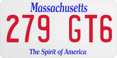 MA license plate 279GT6