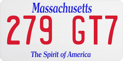 MA license plate 279GT7