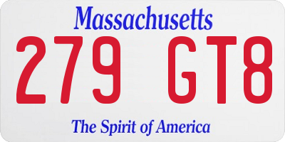 MA license plate 279GT8