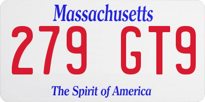 MA license plate 279GT9