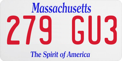 MA license plate 279GU3