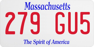 MA license plate 279GU5