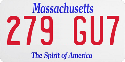 MA license plate 279GU7