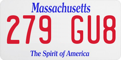MA license plate 279GU8