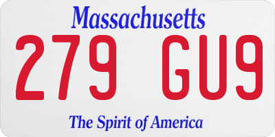 MA license plate 279GU9