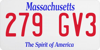 MA license plate 279GV3