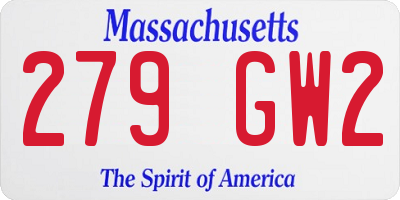 MA license plate 279GW2