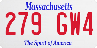 MA license plate 279GW4
