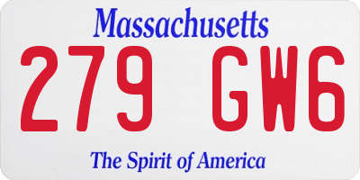 MA license plate 279GW6