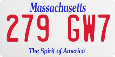 MA license plate 279GW7
