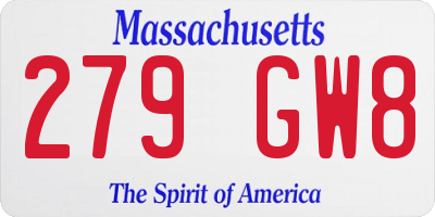 MA license plate 279GW8