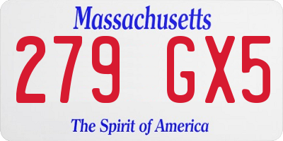 MA license plate 279GX5