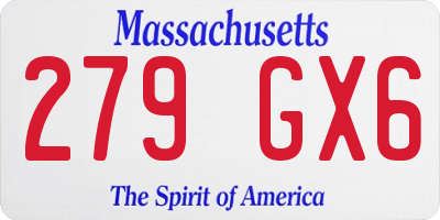 MA license plate 279GX6