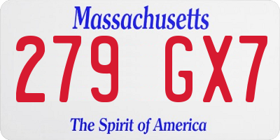MA license plate 279GX7