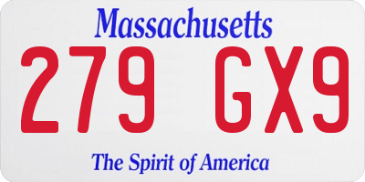 MA license plate 279GX9