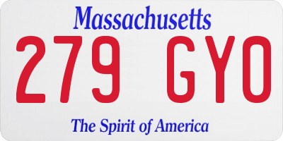MA license plate 279GY0