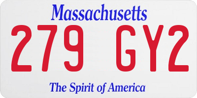 MA license plate 279GY2