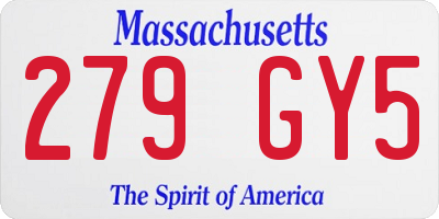 MA license plate 279GY5