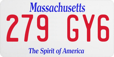 MA license plate 279GY6