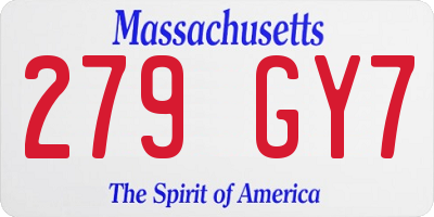 MA license plate 279GY7