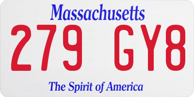 MA license plate 279GY8