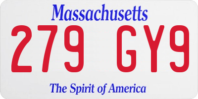 MA license plate 279GY9
