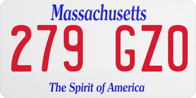 MA license plate 279GZ0