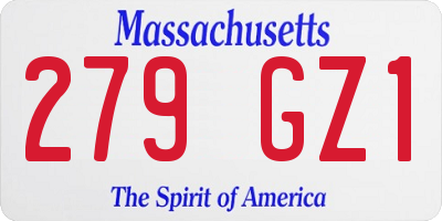 MA license plate 279GZ1
