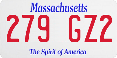 MA license plate 279GZ2