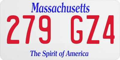 MA license plate 279GZ4
