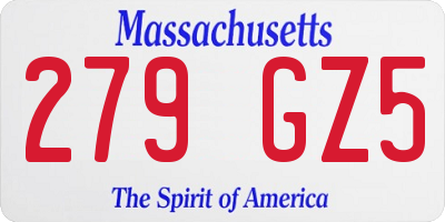 MA license plate 279GZ5