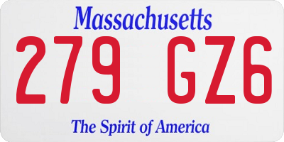 MA license plate 279GZ6