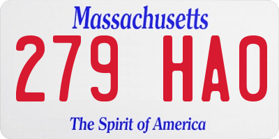 MA license plate 279HA0