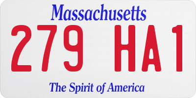 MA license plate 279HA1
