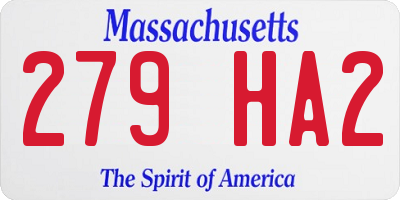 MA license plate 279HA2