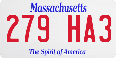 MA license plate 279HA3