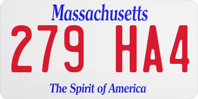 MA license plate 279HA4
