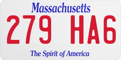 MA license plate 279HA6