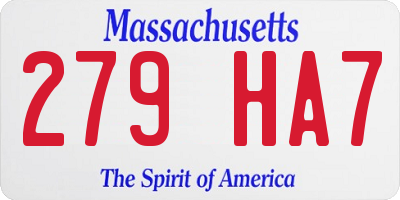 MA license plate 279HA7
