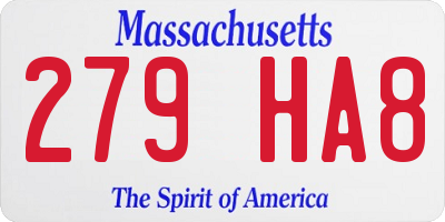 MA license plate 279HA8