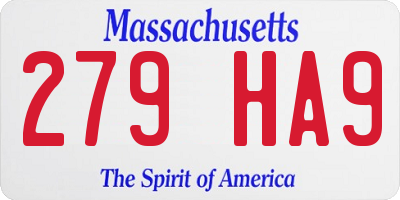 MA license plate 279HA9