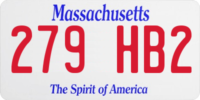 MA license plate 279HB2