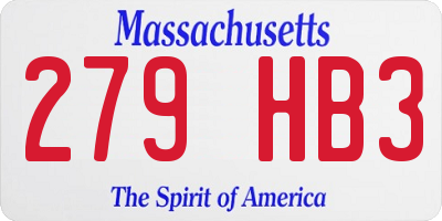 MA license plate 279HB3