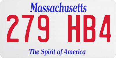 MA license plate 279HB4
