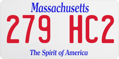 MA license plate 279HC2