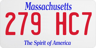 MA license plate 279HC7