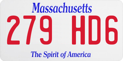 MA license plate 279HD6